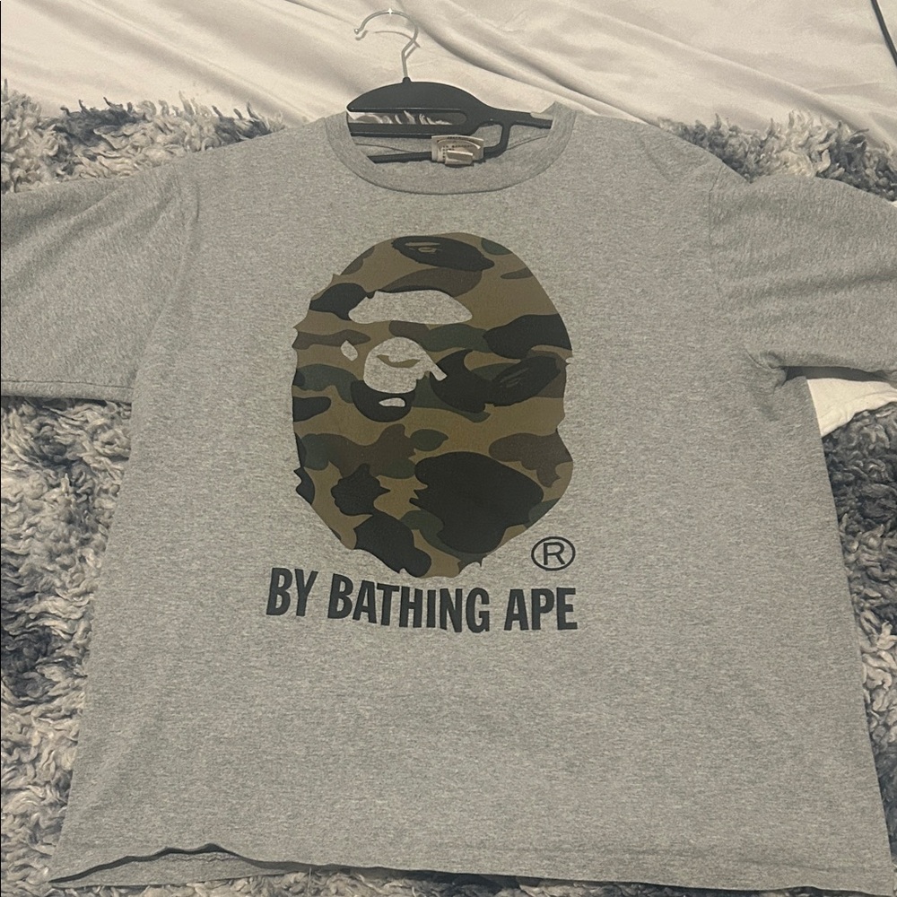 Bape Gray Camo Ape Head T-Shirt